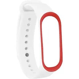 Ремінець Uwatch Double Color Replacement Silicone Band For Xiaomi Mi Band 3/4 White/Red Line