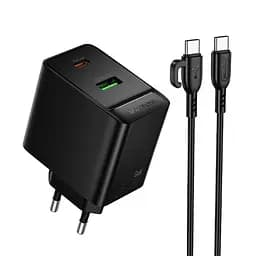 СЗУ Borofone BAS17A Erudite PD65W+QC3.0 (1USB-A/1C) + кабель Type-C to Type-C Black
