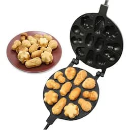 Форма для выпечки орешков и печенья орешница "Лесное Ассорти" (большая) с антипригарным / тефлоновым покрытием, ХЕАЗ Бежевый 81843