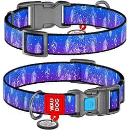 Нашийник для собак Waudog Nylon нейлоновий c QR паспортом, малюнок Ловець снів, пластиковий фастекс, M, Ш 20 мм, Дов 24-40 см