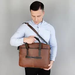 Сумка шкіряна для ноутбука Tom Stone 717 R-Br світло-коричнева MacBook 16' - мініатюра 10