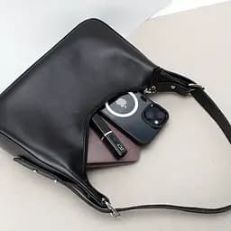 Сумка багет жіноча шкіряна чорна Handycover S452 на плече - мініатюра 4