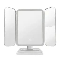 Косметичне дзеркало Salon Professional з LED підсвіткою, поворотом 90°, органайзером та зручним зберіганням біле