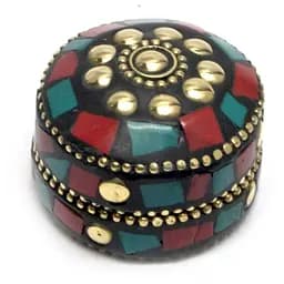 Металева скринька з коралами і бірюзою 3.5х2 см (29342C)