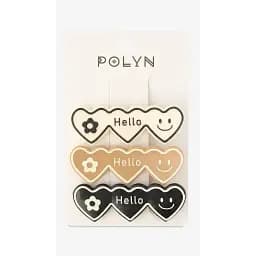 Заколки для девочки Polin 3 шт 4048A-16 Черно-бежево-молочный