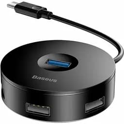 USB-хаб Baseus Round Box 4-Port USB-C 0.1 м Black (CAHUB-G01) [77933]