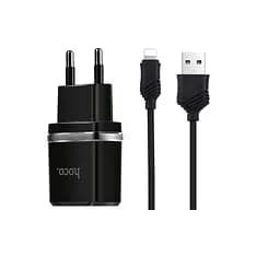 Зарядний пристрій Hoco C12 2 USB чорний + кабель USB to Lightning - мініатюра 3