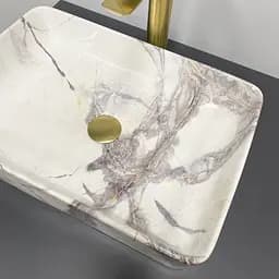 Умивальник VBI Triest 50 sand glossy накладний VBI-012712, Мрамор - мініатюра 4