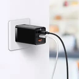 Адаптер мережевий Baseus C to C cable GaN5 Pro Fast Charger 3 порти 65 W чорний - мініатюра 4