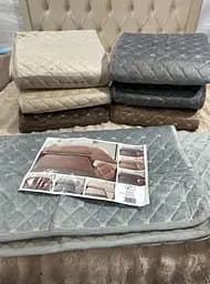 Коттоновые покрывала на диван Шанель серый набор из 3 предметов 90×160 и 90×210 см