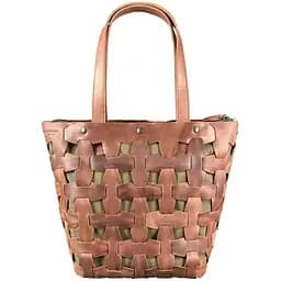 Шкіряна плетена жіноча сумка Пазл L світло-коричнева Crazy Horse