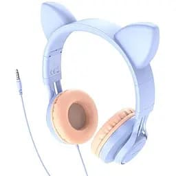 Навушники Hoco Cat ear headphones with mic W36 блакитні - мініатюра 7