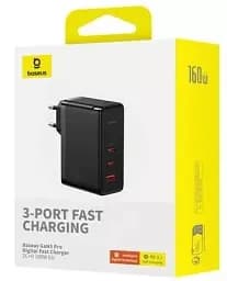 Мережевий зарядний пристрій Baseus GaN5 Pro Digital Fast Charger 2Type-C+USB 160W  +  Cable Type-C to Type-C P10110825113-00 Black - мініатюра 7