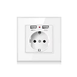 Розетка з заземленням SIXWGH та USB-портами Білий (WH034W)