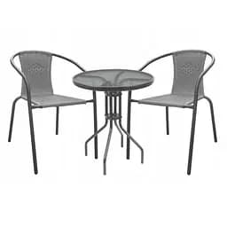 Садові меблі Chomik Bistro New стіл та 2 стільці сірий