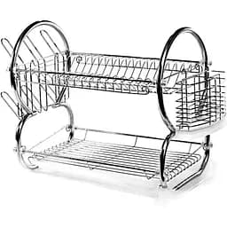 Сушарка для посуду Edenberg EB-2112 двоярусна з піддоном та відсіком для приладів