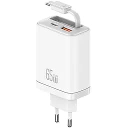СЗУ Usams US-CC299 GaN With Retractable Type-C Cable Xiang Ser. 65W (1USB-A/1C)