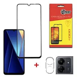 Защитное стекло Dengos 5D Full Glue для екрану та блоку камер Xiaomi Poco C65