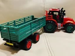 Іграшковий пластиковий трактор з причепом та тваринами Farm Tractor Hot power (077871) Червоний із зеленим - мініатюра 2