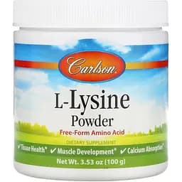 L-лізин Carlson L-Lysine Amino Acid Powder у порошку 100 г
