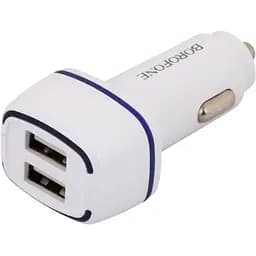 Автомобільний зарядний пристрій Borofone BZ14 Lightning 2 USB Білий