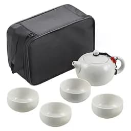 Елегантний дорожній набір для чайної церемонії UFT TSET5 White чайник та 4 піали