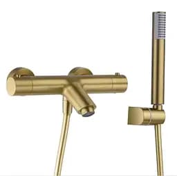Термостатический смеситель для ванны Imex Monza с душевым набором PVD матовое золото BTM039-4OC Золотой