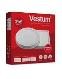 Круглий світлодіодний світильник Vestum накладний 24W 6000K 220V 1-VS-5304 - мініатюра 3