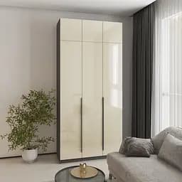Шкаф 3-дверный с антресолью MebelStar Оскар Gloss BL-B, блок ящиков 120x52x260 см Антрацит/Альмонд (MBS-5438)