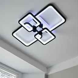 Стельова LED-люстра Diasha 8208/4BK 3color з пультом і димером, чорна, 76W, 4180 lm, квадратні LED-рамки 55×40 см - мініатюра 2