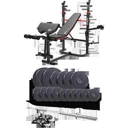 Набір Elitum Titan 68кг з лавою HS-1065HB Pro, штангою та гантелями