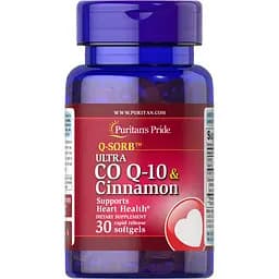 Натуральна добавка Puritan’s Pride Ultra Q-SORB Co Q-10 200 mg & Cinnamon 1000 mg 30 капсул
