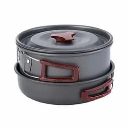 Набір кемпінгового посуду Naturehike 3-4 NH (2 каструлі + 2 кришки + сковорода) carbon (NH15T203-G) - мініатюра 2