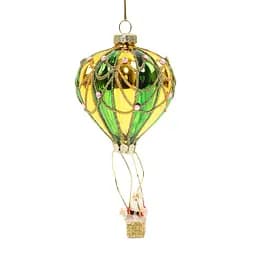 Елочное украшение "Воздушный шар с Сантой" зелено-желтый, 7,5*9 см, YQ1408145
