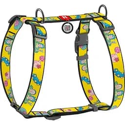 Шлея для собак Waudog Nylon, Рик и Морти 1, H-образная, с QR паспортом, М, 40-70х50-80х2 см, желтая (5150-0280)