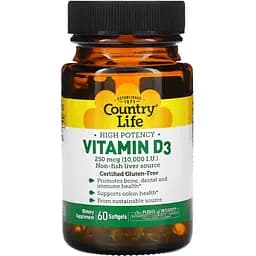 Вітамін D3 10000 МО Country Life 60 капсул