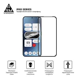 Захисне скло на Nothing Phone (2a) з олеофобним покриттям, Pro, повне проклеювання, антистатичний і пиловідштовхуючий шар, 9H, самоклеючеся, 2.5D, на весь екран, антистатичний клей, ArmorStandart (ARM88014) - мініатюра 2