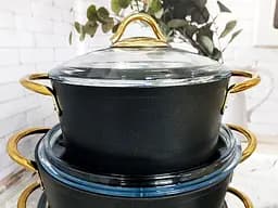Набір каструль O.M.S. Collection 3019 Diamond Special Edition Black 7 предметів Чорний - мініатюра 5