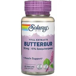 Экстракт корня белокопытника Solaray Butterbur 50 мг 60 вегетарианских капсул