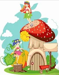 Набор для росписи по номерам Фея на грибочке, Strateg, 30x30 см, ES141