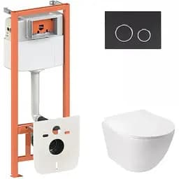 Набір Q-tap інсталяція 3 в 1 Nest QT0133M425 з панеллю змиву круглою QT0111M11V1146MB + унітаз з сидінням Jay QT07335176W