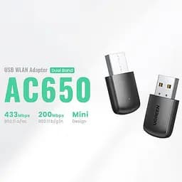 Адаптер WiFi AC650 11ac Dual-Band USB 2.0 (CM448) Ugreen (20204) - мініатюра 2