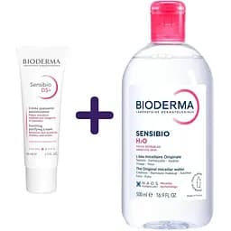 Набор: крем для лица Bioderma Sensibio DS+ Cream 40 мл + мицеллярный лосьон Bioderma Sensibio Н2О 500 мл
