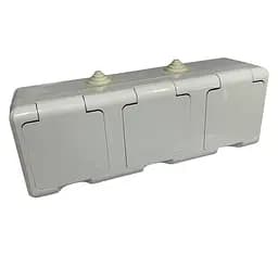 Розетка AQUA потрійна з/с вологозахищена з кришкою накладна біла 16 А IP54