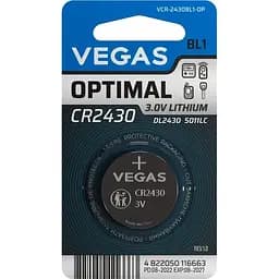 Первичный элемент питания Vegas Optimal CR2430 lithium 1 шт. (VСR-2430BL1-OP)