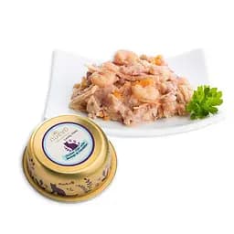 Упаковка консервованого корму для котів із курячим філе, креветками та кульбабами Nuevo Lovely 85 г