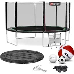 Батут Hop-Sport 14ft (427см) черно-зеленый с наружной сеткой