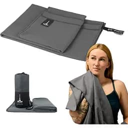 Дорожній спортивний рушник Love You з мікрофібри з чохлом 50х90 см сірий (60137)