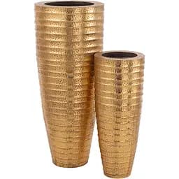 Кашпо J-Line підлогові великі вуличні золотого кольору металеві (46437)