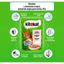 Вологий корм для котів Kitekat з лососем в соусі 85 г - мініатюра 6